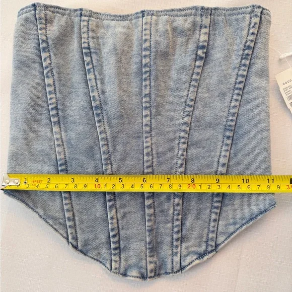 Good American Denim Corset Cropped Strapless Top NWT Women's XS Sculpted Seams - Picture 8 of 8